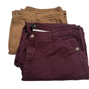 Plus Size Mountain Lake Pants Lot 2 Women Size 18 Cotton Wide Leg Brown Burgundy